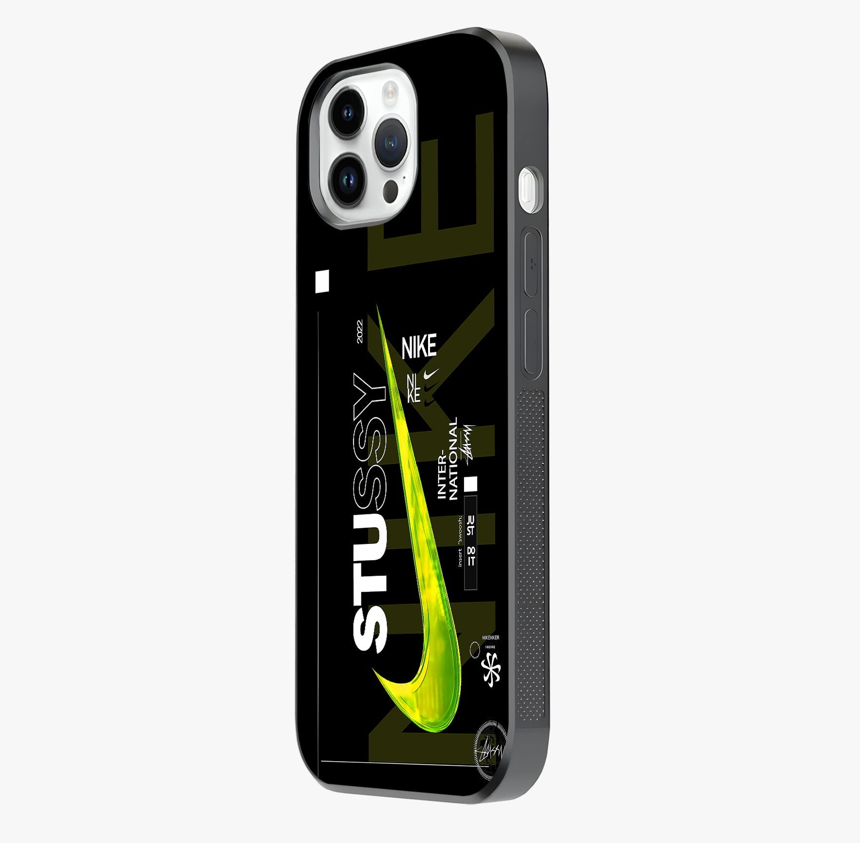 Neon Street Edition Glass Case photographed in natural light showing reflective finish and design depth.