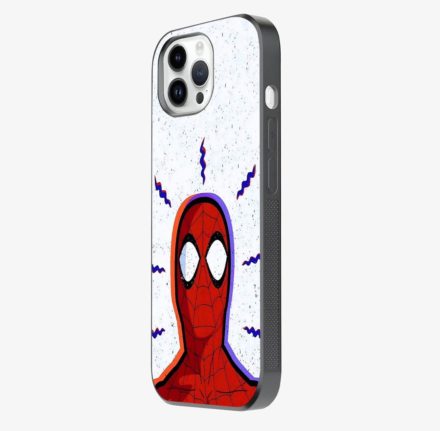 Omg Spiderman Glass Case photographed in natural light showing reflective finish and design depth.