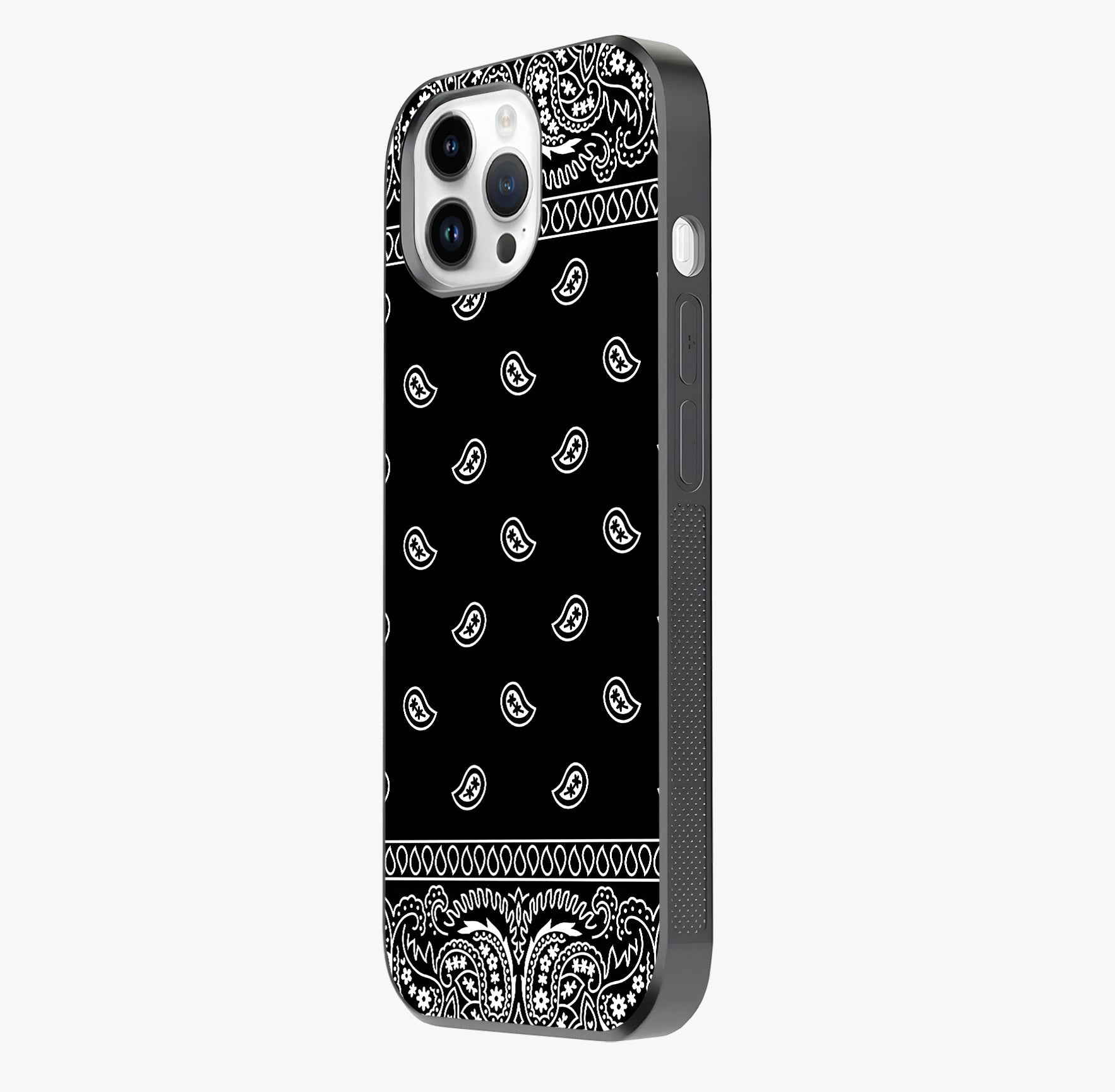 Retro Rebel Threads Glass Case photographed in natural light showing reflective finish and design depth.