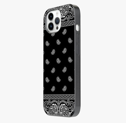 Retro Rebel Threads Glass Case photographed in natural light showing reflective finish and design depth.