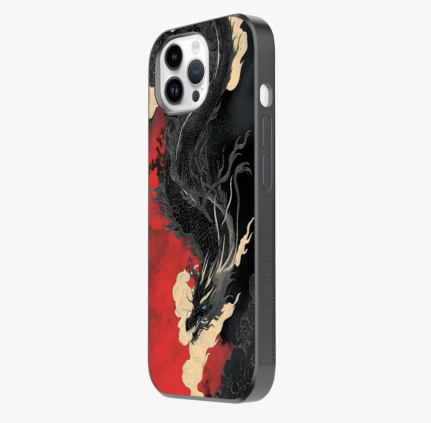 Shadow Dragon Fury Glass Case photographed in natural light showing reflective finish and design depth.