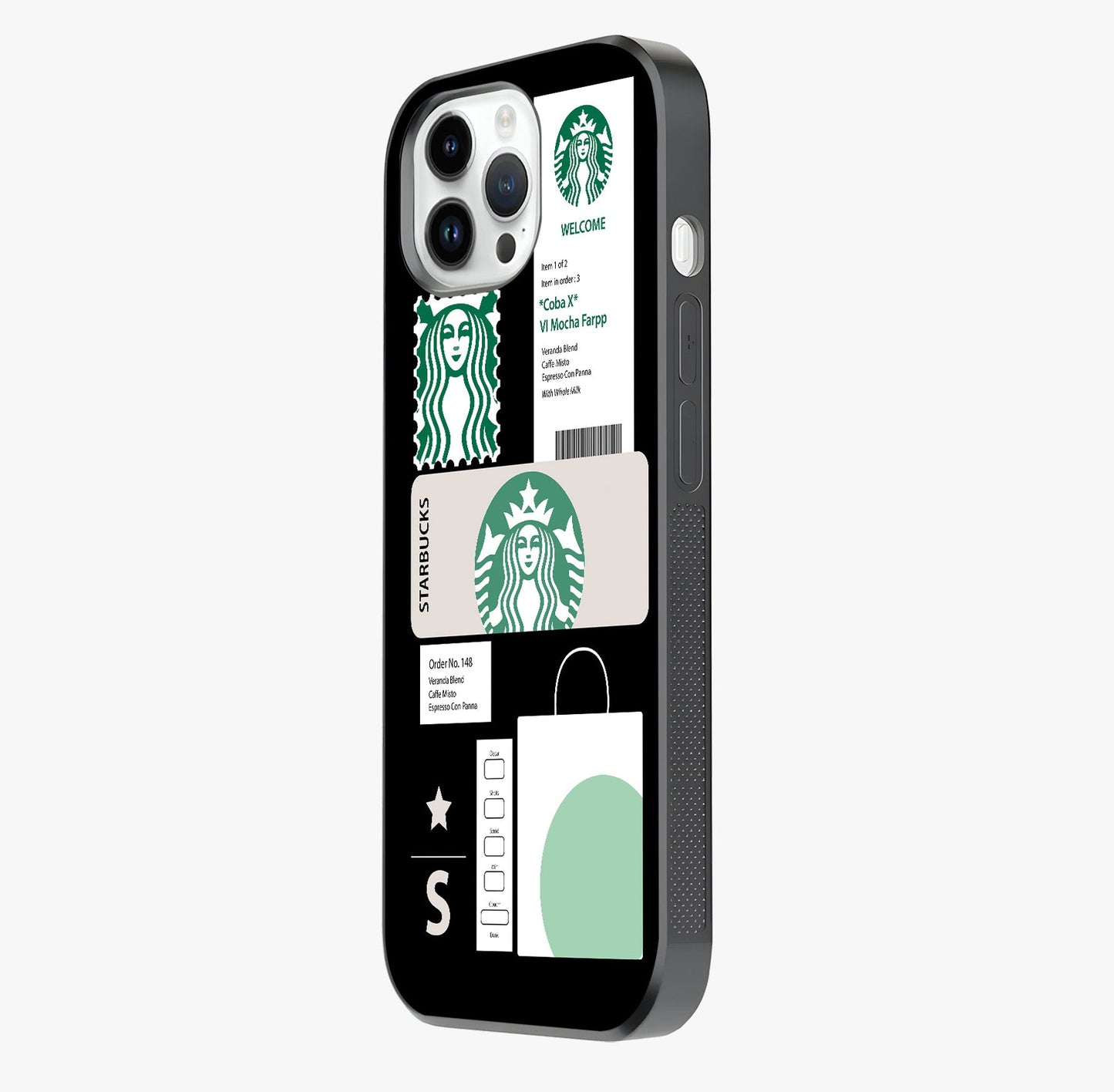 Starbucks Mocha Glass Case photographed in natural light showing reflective finish and design depth.