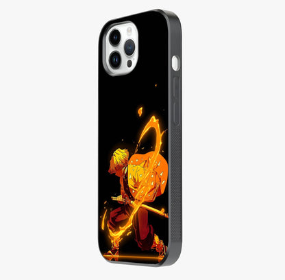 Thunder Flame Execution Glass Case photographed in natural light showing reflective finish and design depth.