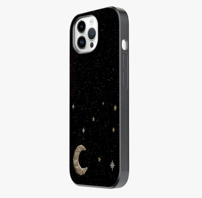 Twinkle Star With Half Moon Glass Case photographed in natural light showing reflective finish and design depth.