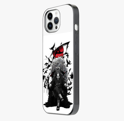 Uchiha Shadow Throne Glass Case photographed in natural light showing reflective finish and design depth.