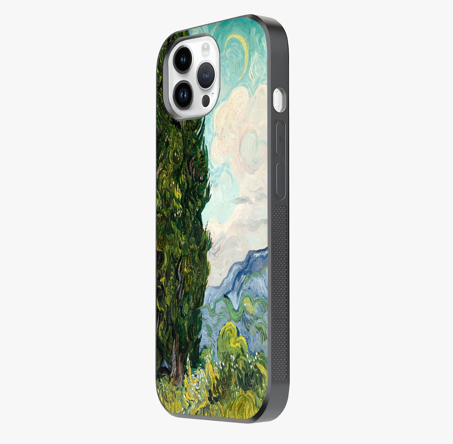 Van Gogh Vintage Art Glass Case photographed in natural light showing reflective finish and design depth.