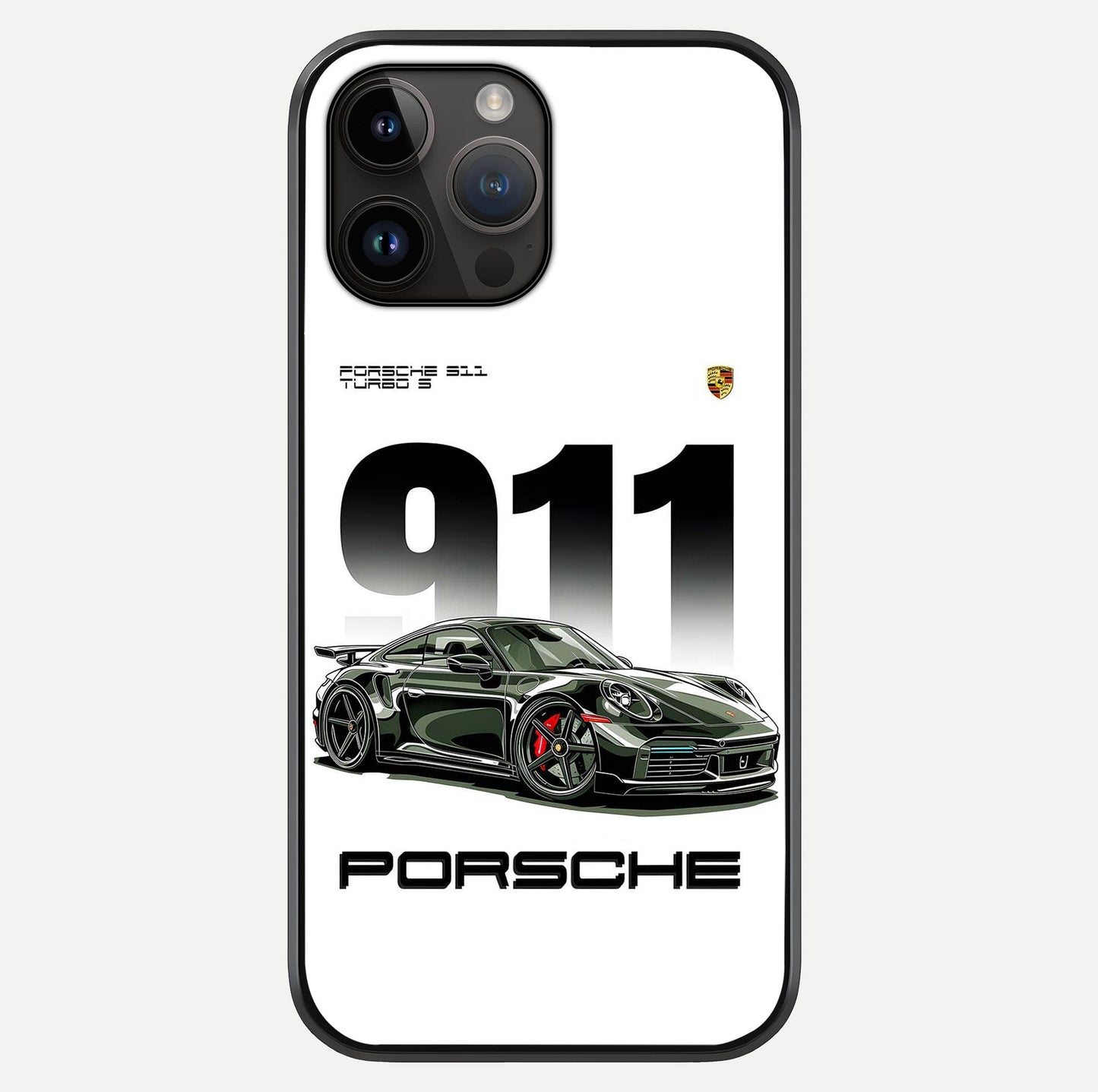 911 Turbo Dominance Glass Case showing full back design in clean flat view with glossy glass finish.