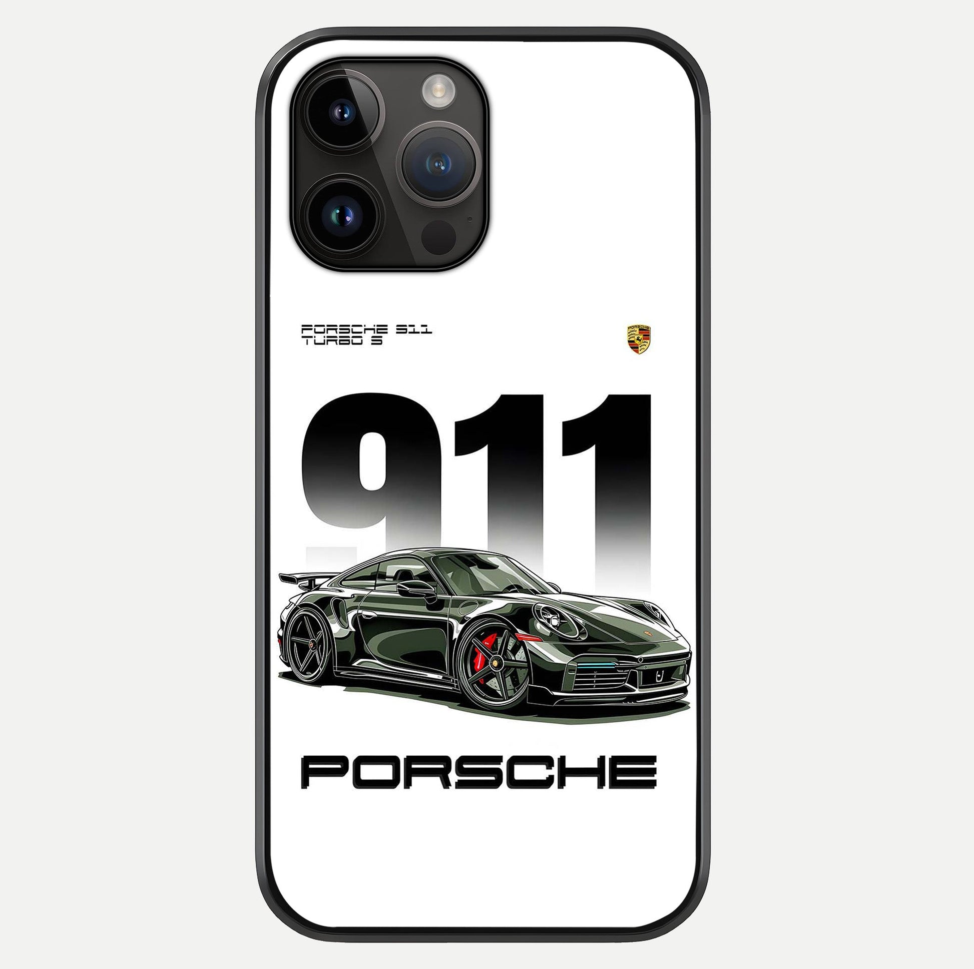 911 Turbo Dominance Glass Case showing full back design in clean flat view with glossy glass finish.