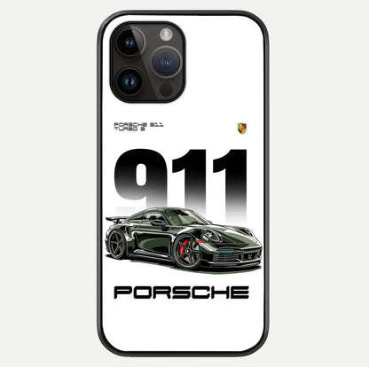 911 Turbo Dominance Glass Case showing full back design in clean flat view with glossy glass finish.