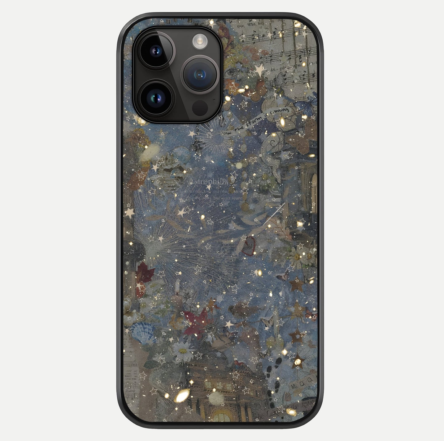 Aesthetic Astrolophia Glass Case showing full back design in clean flat view with glossy glass finish.