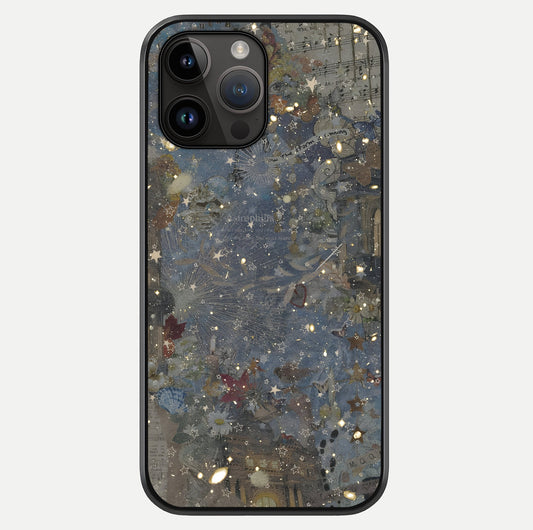 Aesthetic Astrolophia Glass Case showing full back design in clean flat view with glossy glass finish.