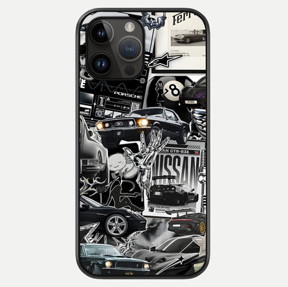 Aesthetic Dark Love Glass Case showing full back design in clean flat view with glossy glass finish.