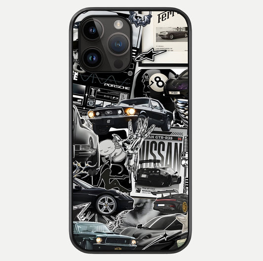 Aesthetic Dark Love Glass Case showing full back design in clean flat view with glossy glass finish.