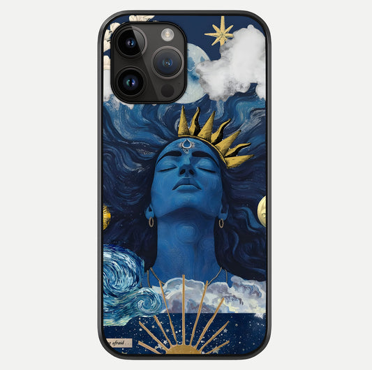 Aesthetic Lord Shiva Glass Case showing full back design in clean flat view with glossy glass finish.