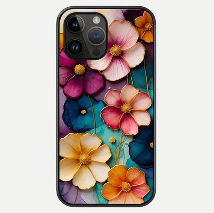 Artlyn Grace Flower Pattern Glass Case showing full back design in clean flat view with glossy glass finish.