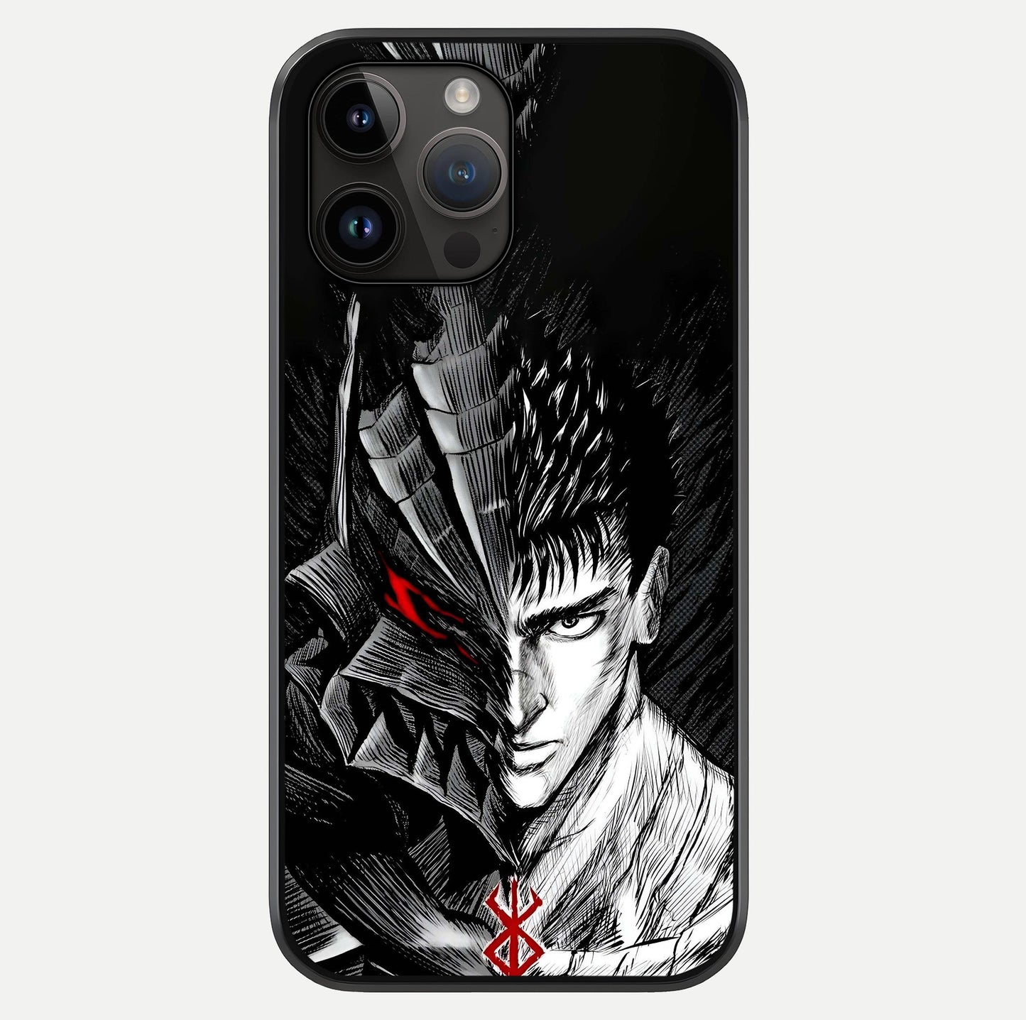 Berserker Blood Oath Glass Case showing full back design in clean flat view with glossy glass finish.