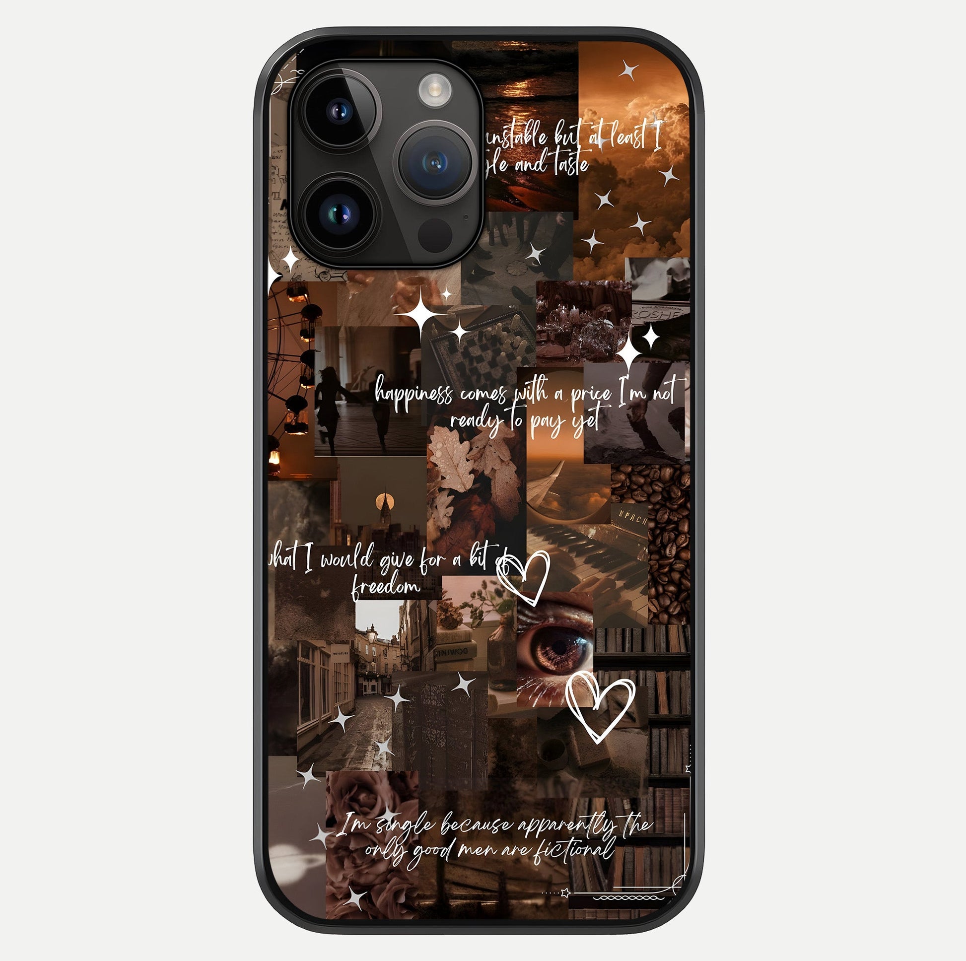 Bittersweet Aesthetic Chaos Glass Case showing full back design in clean flat view with glossy glass finish.