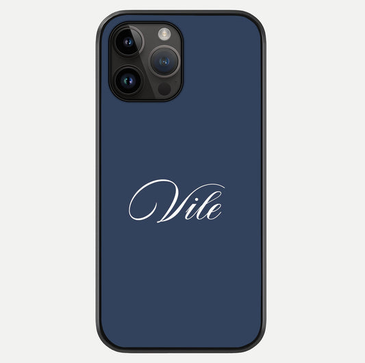 Blue Background Personalized Custom Name Glass Case showing full back design in clean flat view with glossy glass finish.