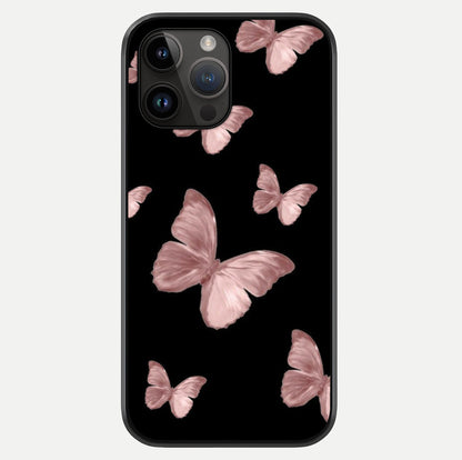 Butterfly Pattern Glass Case showing full back design in clean flat view with glossy glass finish.