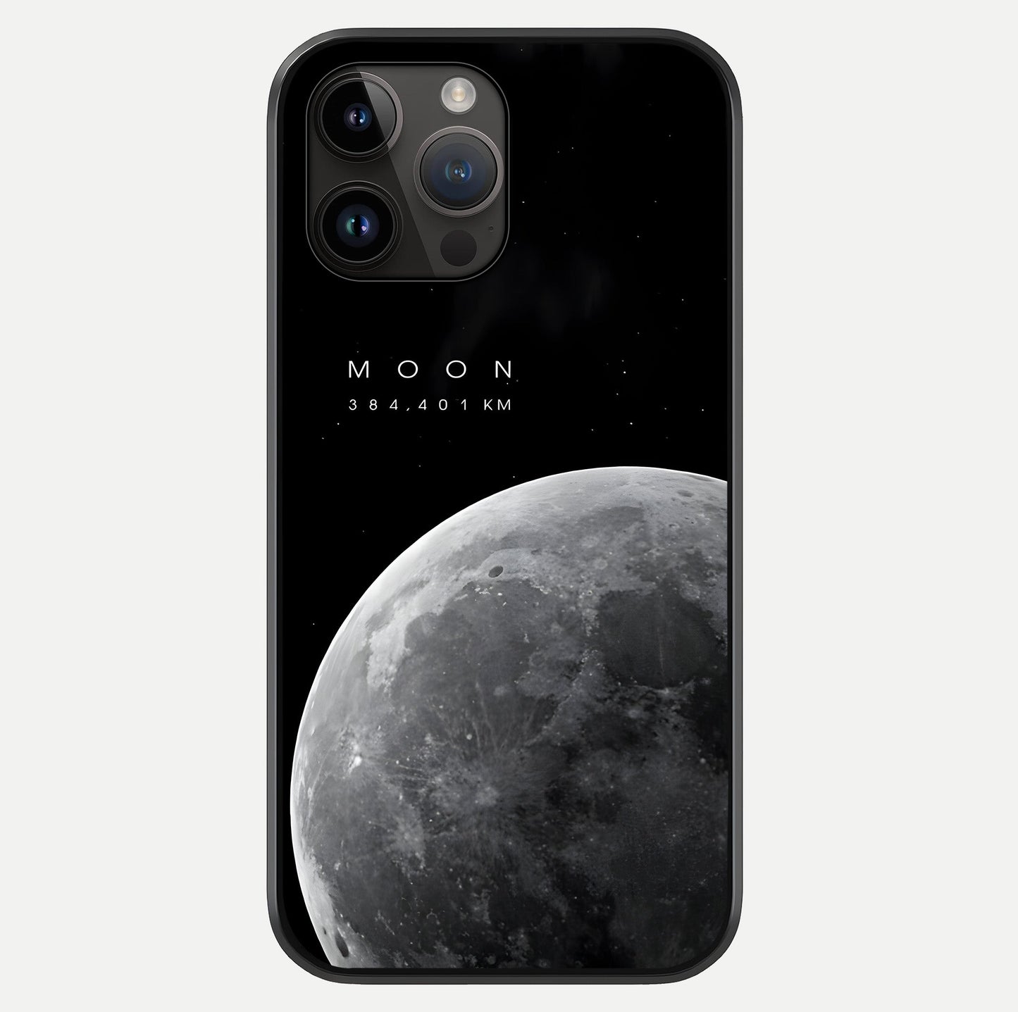 Cosmic Moon Glow Glass Case showing full back design in clean flat view with glossy glass finish.