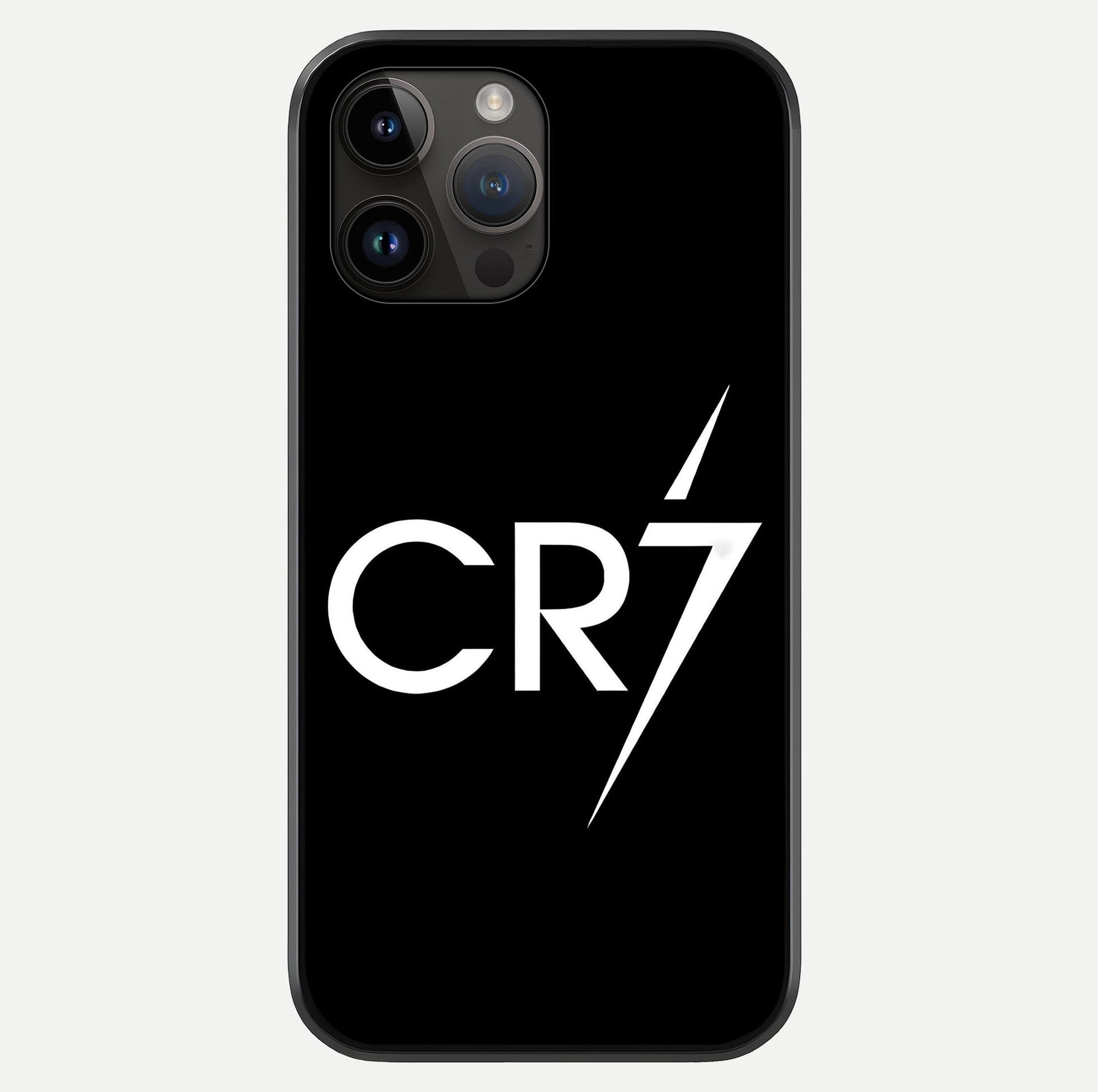 Cr7 Elite Strike Glass Case showing full back design in clean flat view with glossy glass finish.
