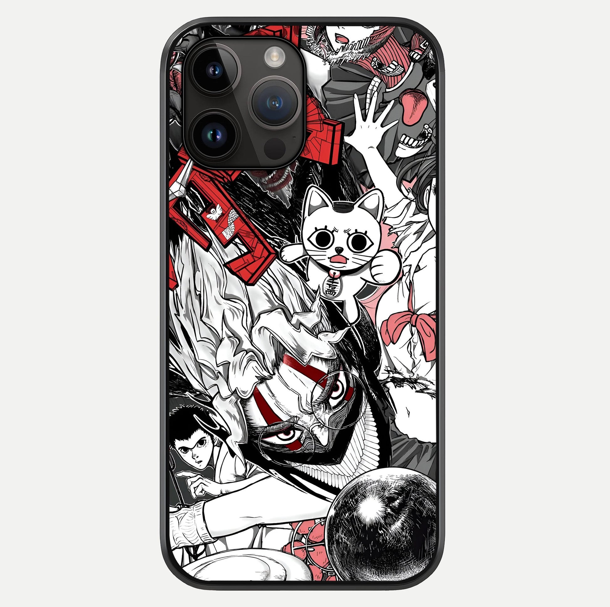 Crimson Chaos Panel Glass Case showing full back design in clean flat view with glossy glass finish.