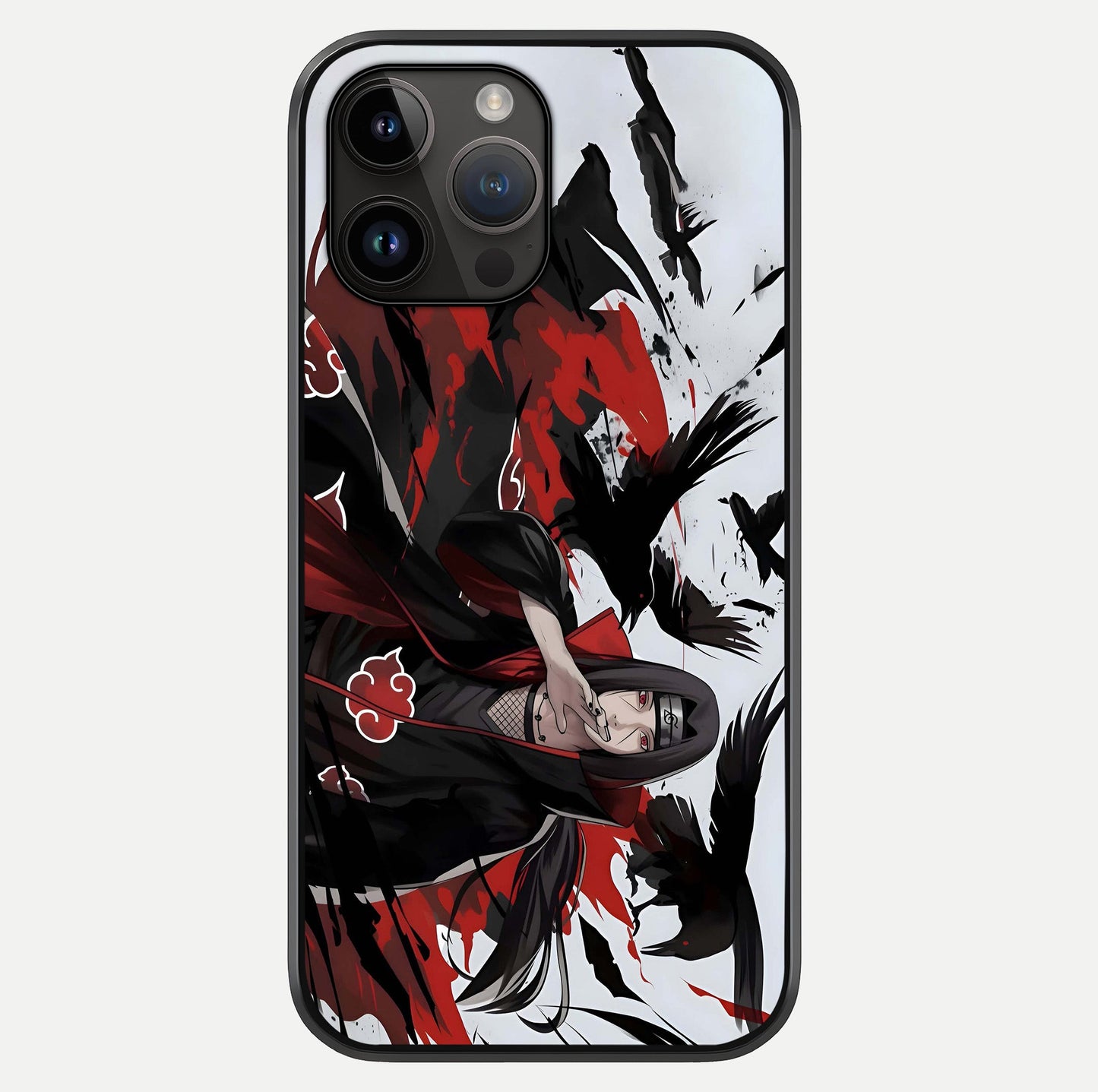 Crimson Crow Illusion Glass Case showing full back design in clean flat view with glossy glass finish.