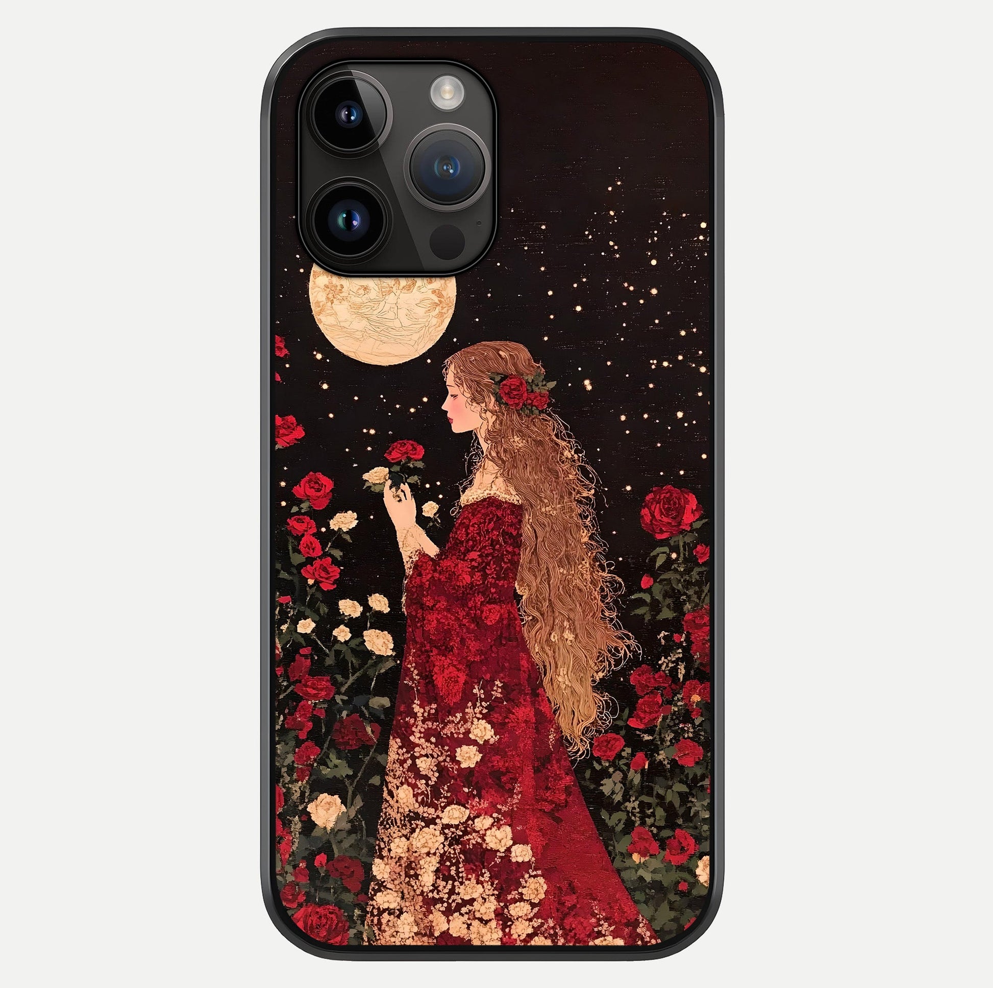 Crimson Dreams Glass Case showing full back design in clean flat view with glossy glass finish.