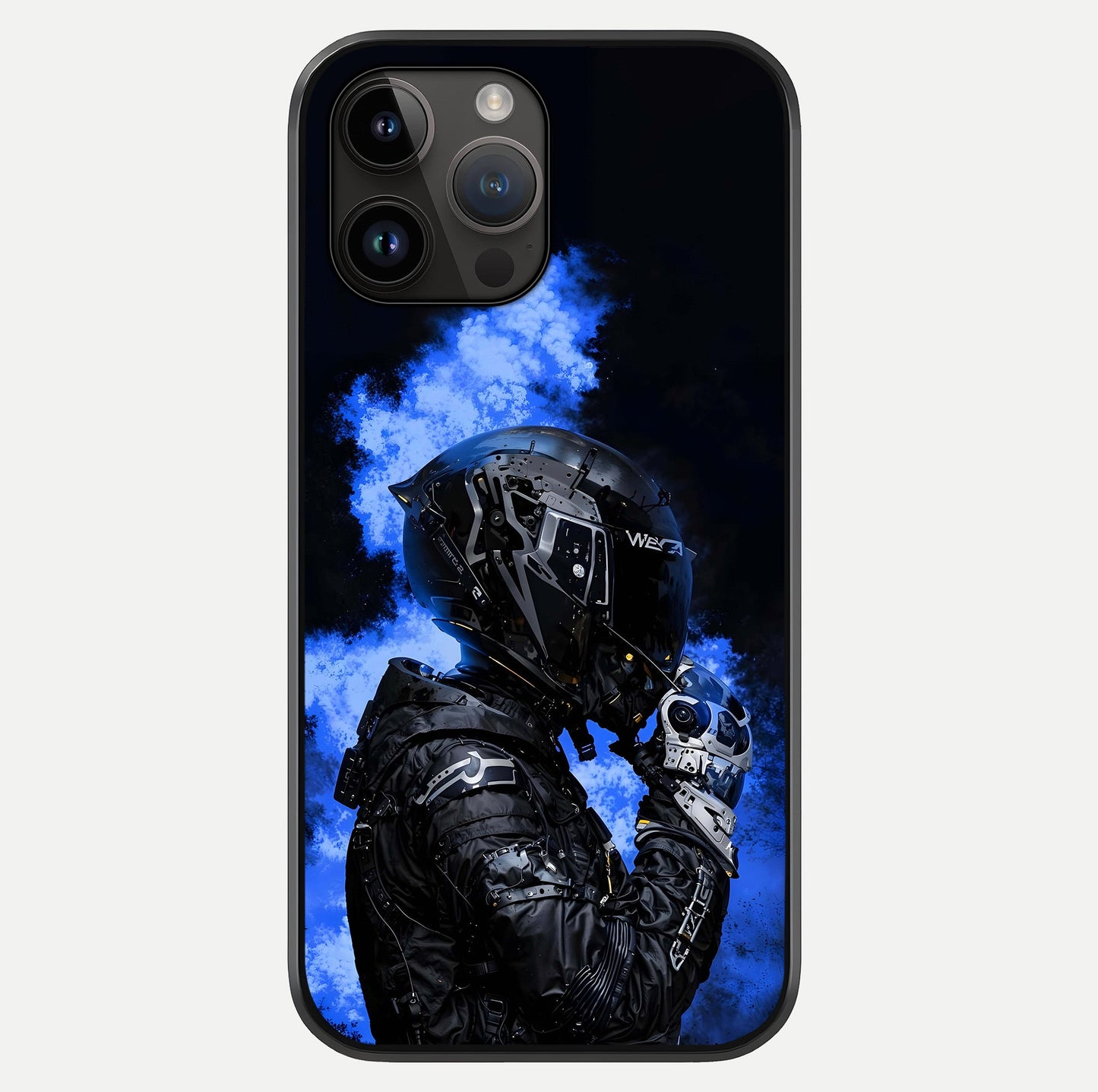 Cyber Sentinel Protocol Glass Case showing full back design in clean flat view with glossy glass finish.