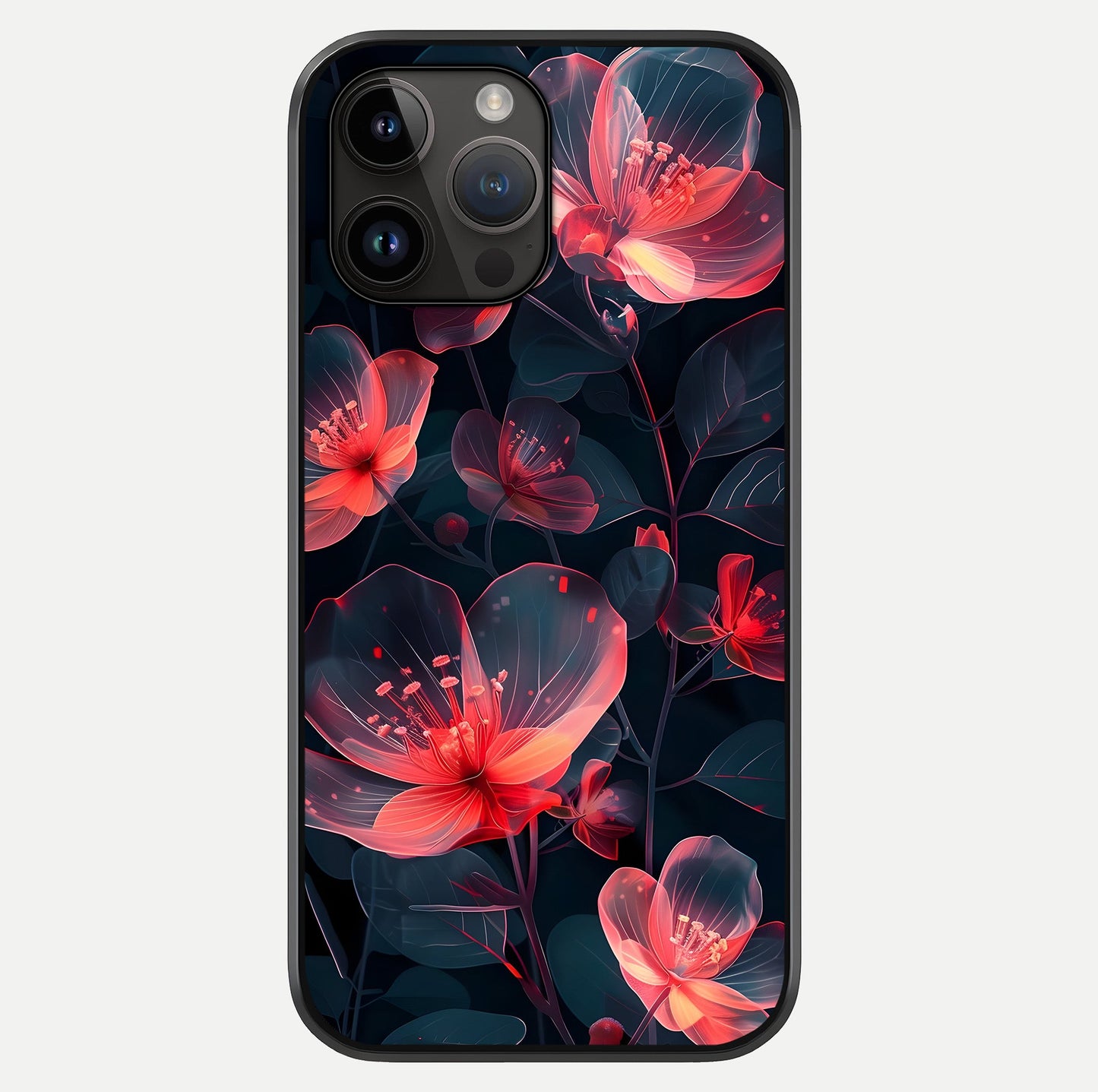 Dark Shade Of Flower Glass Case showing full back design in clean flat view with glossy glass finish.