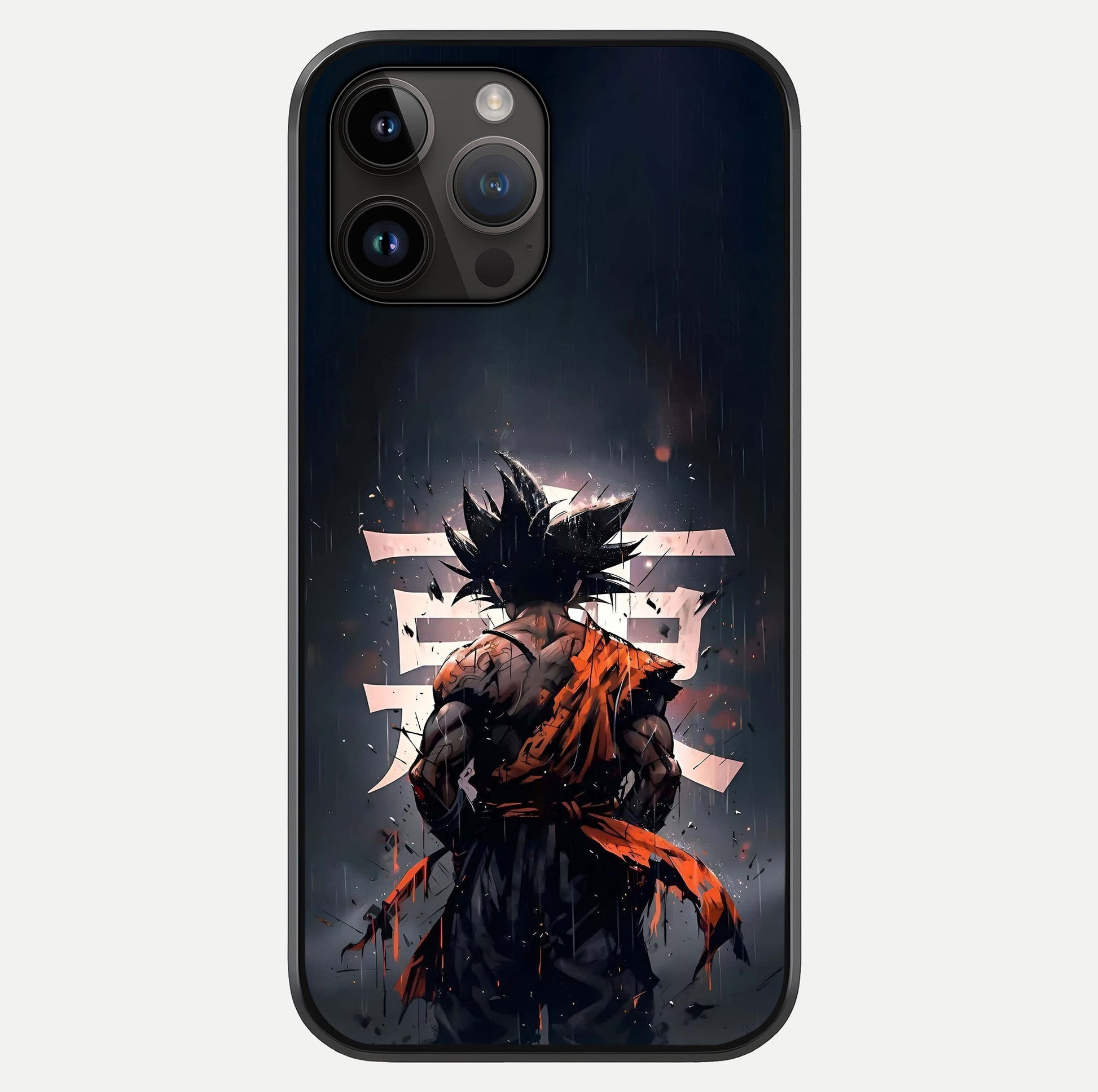 Dark Warrior In Rain Glass Case showing full back design in clean flat view with glossy glass finish.