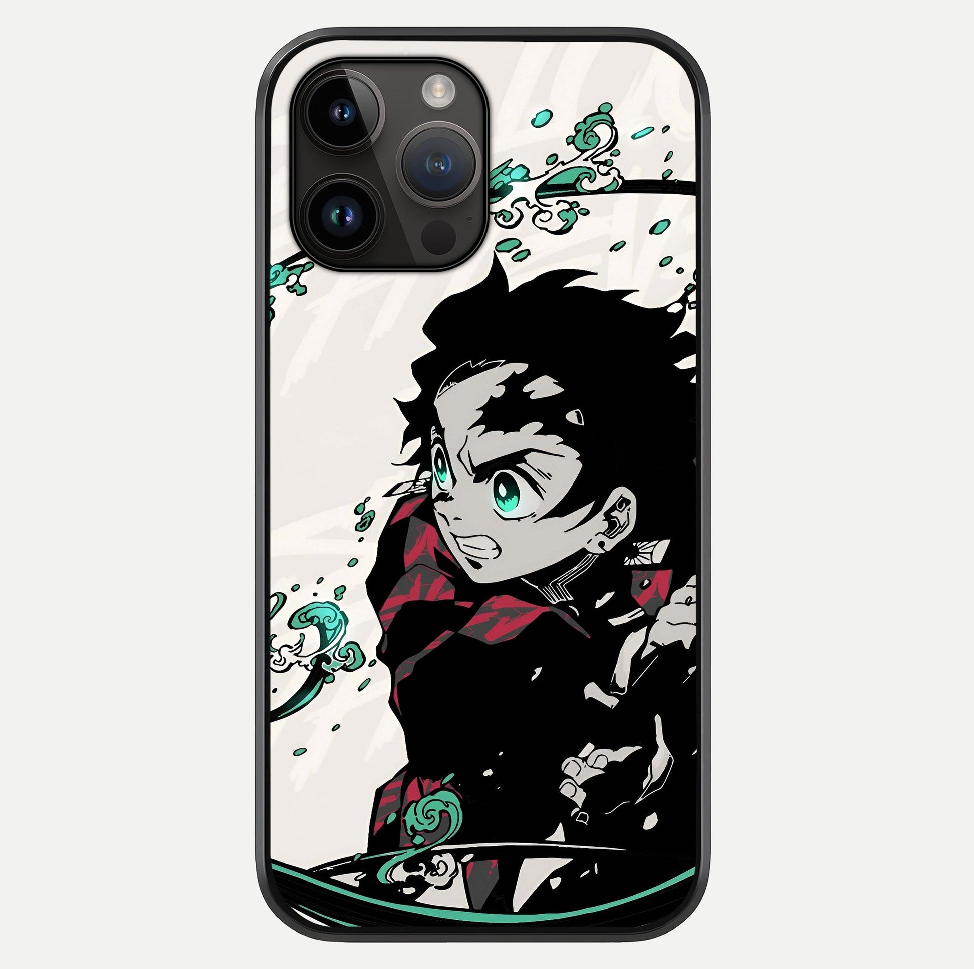 Demon Slayer Glass Case showing full back design in clean flat view with glossy glass finish.