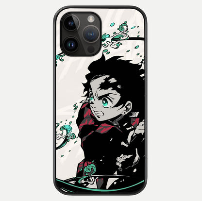 Demon Slayer Glass Case showing full back design in clean flat view with glossy glass finish.