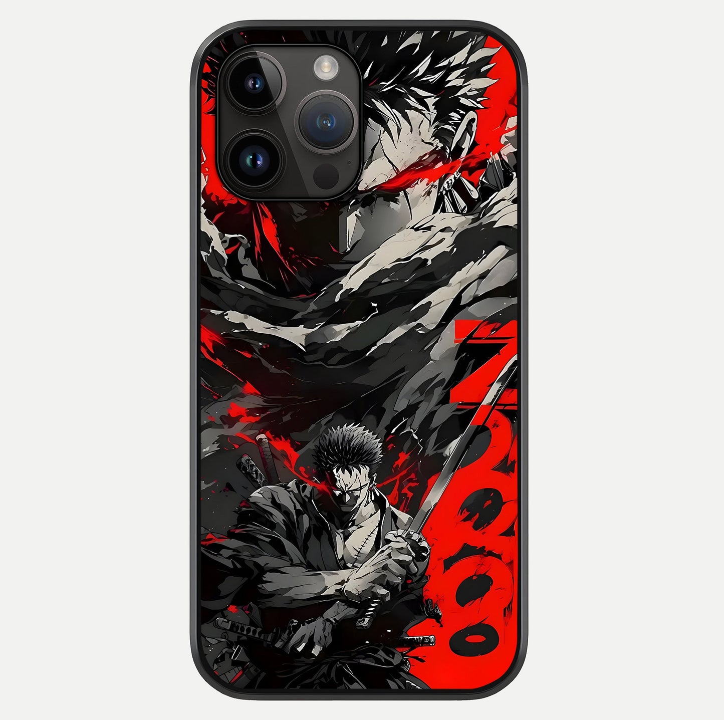 Demon Sword Resolve Glass Case showing full back design in clean flat view with glossy glass finish.