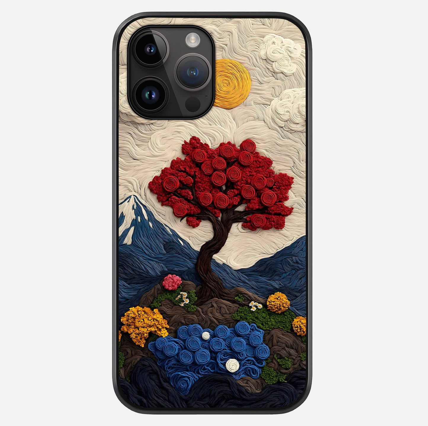 Eternal Nature Tapestry Glass Case showing full back design in clean flat view with glossy glass finish.