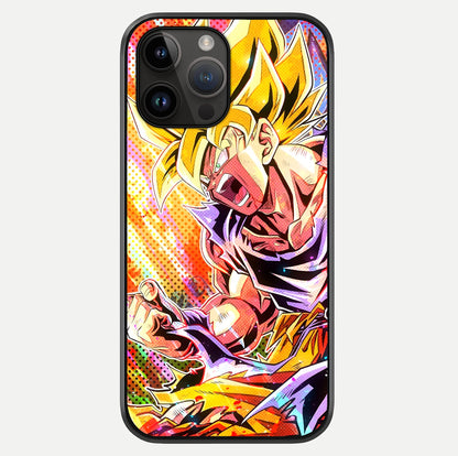 Firing Goku Glass Case showing full back design in clean flat view with glossy glass finish.