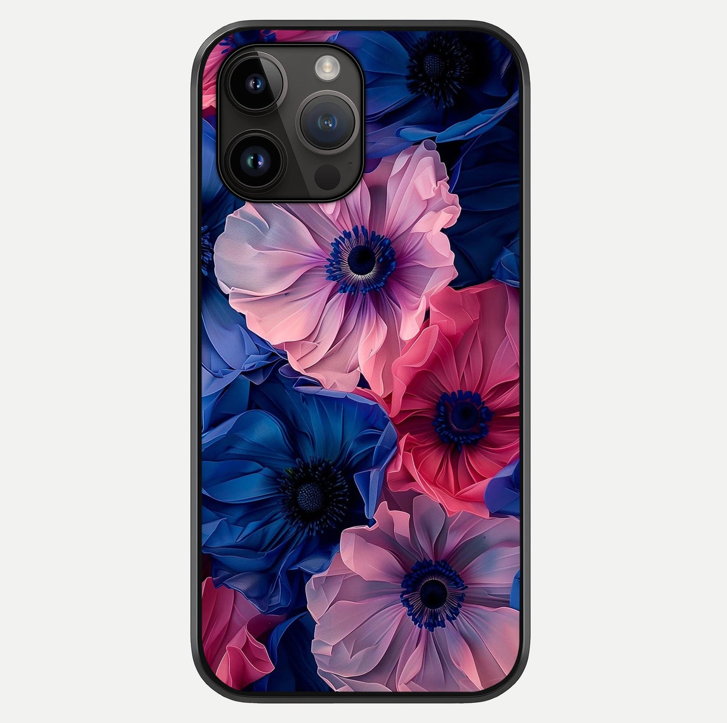 Flower Paper Art Pattern Glass Case showing full back design in clean flat view with glossy glass finish.