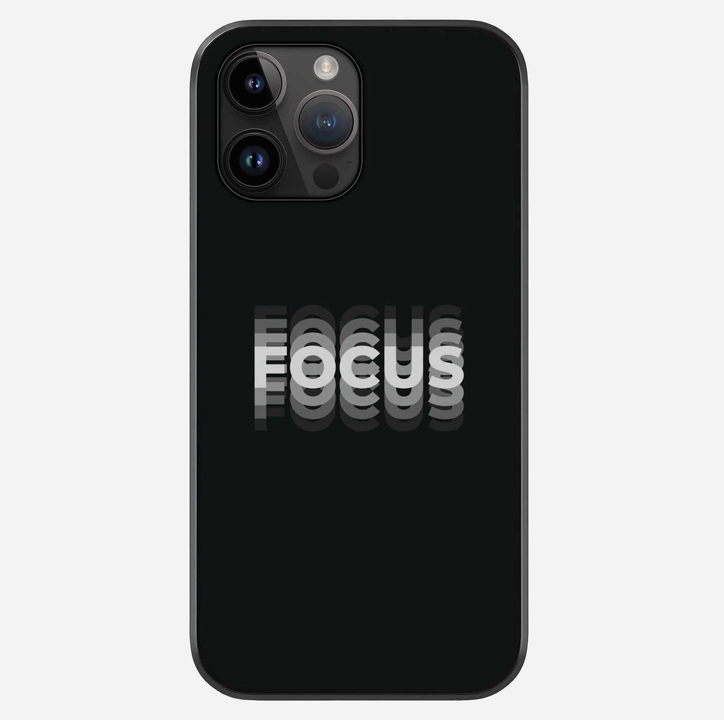 Focus Mode On Glass Case showing full back design in clean flat view with glossy glass finish.