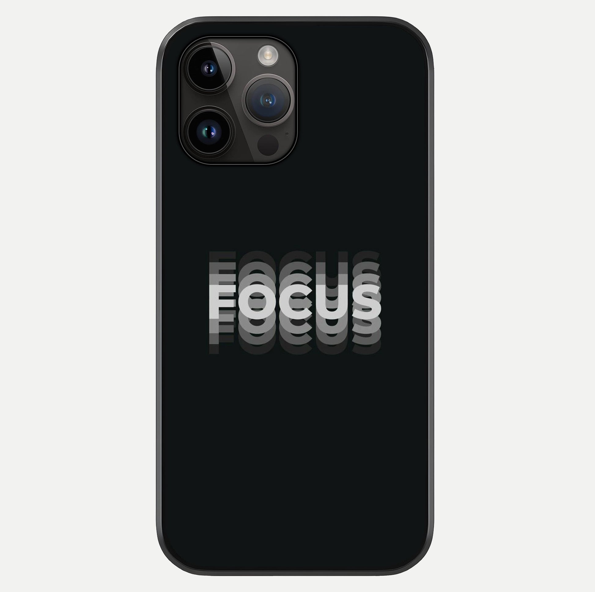 Focus Mode On Glass Case showing full back design in clean flat view with glossy glass finish.