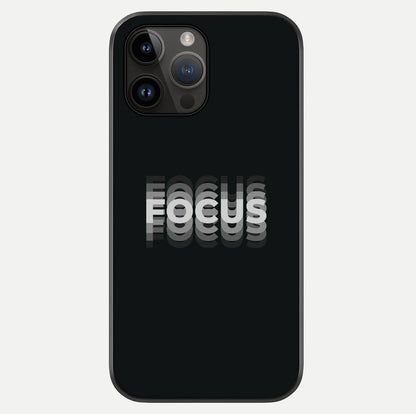 Focus Mode On Glass Case showing full back design in clean flat view with glossy glass finish.