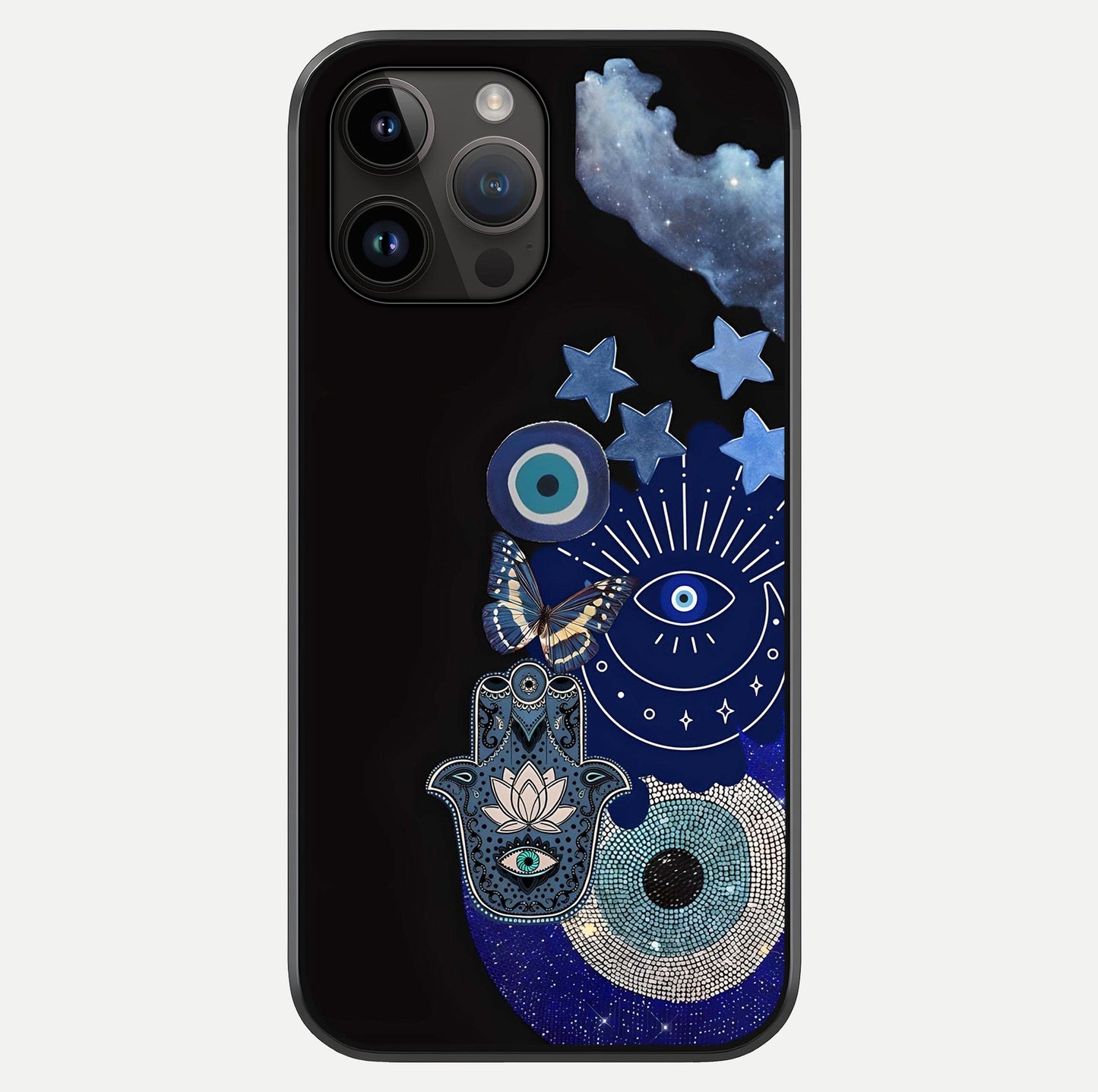 Galactic Charm Cluster Glass Case showing full back design in clean flat view with glossy glass finish.