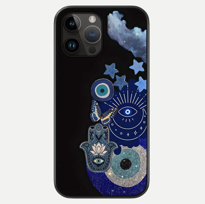 Galactic Charm Cluster Glass Case showing full back design in clean flat view with glossy glass finish.