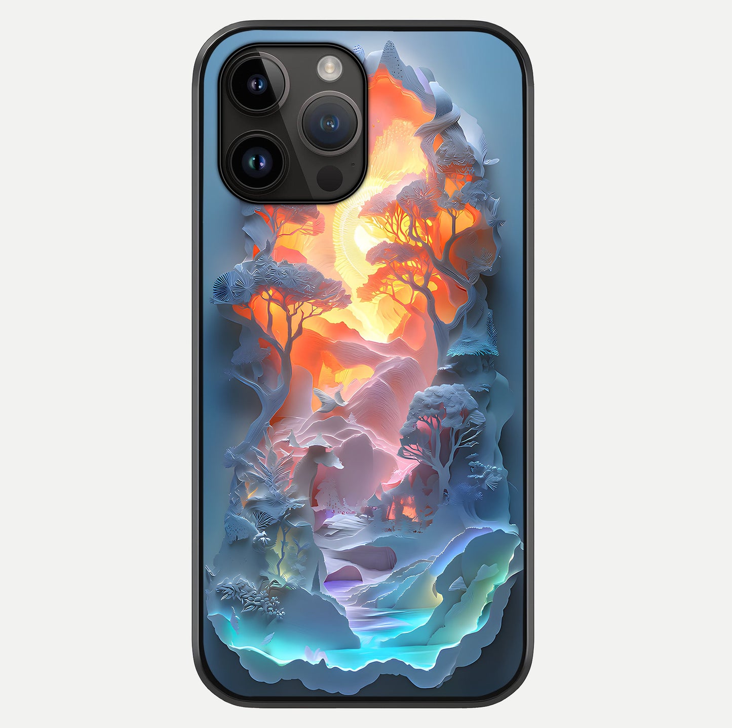 Glow Forest Portal Glass Case showing full back design in clean flat view with glossy glass finish.