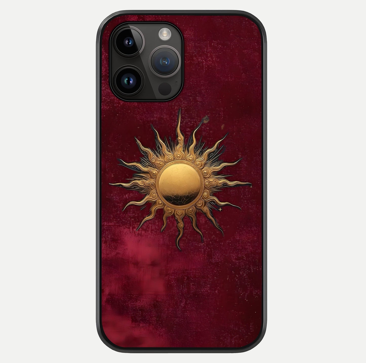 Gold Sun Blush Glass Case showing full back design in clean flat view with glossy glass finish.