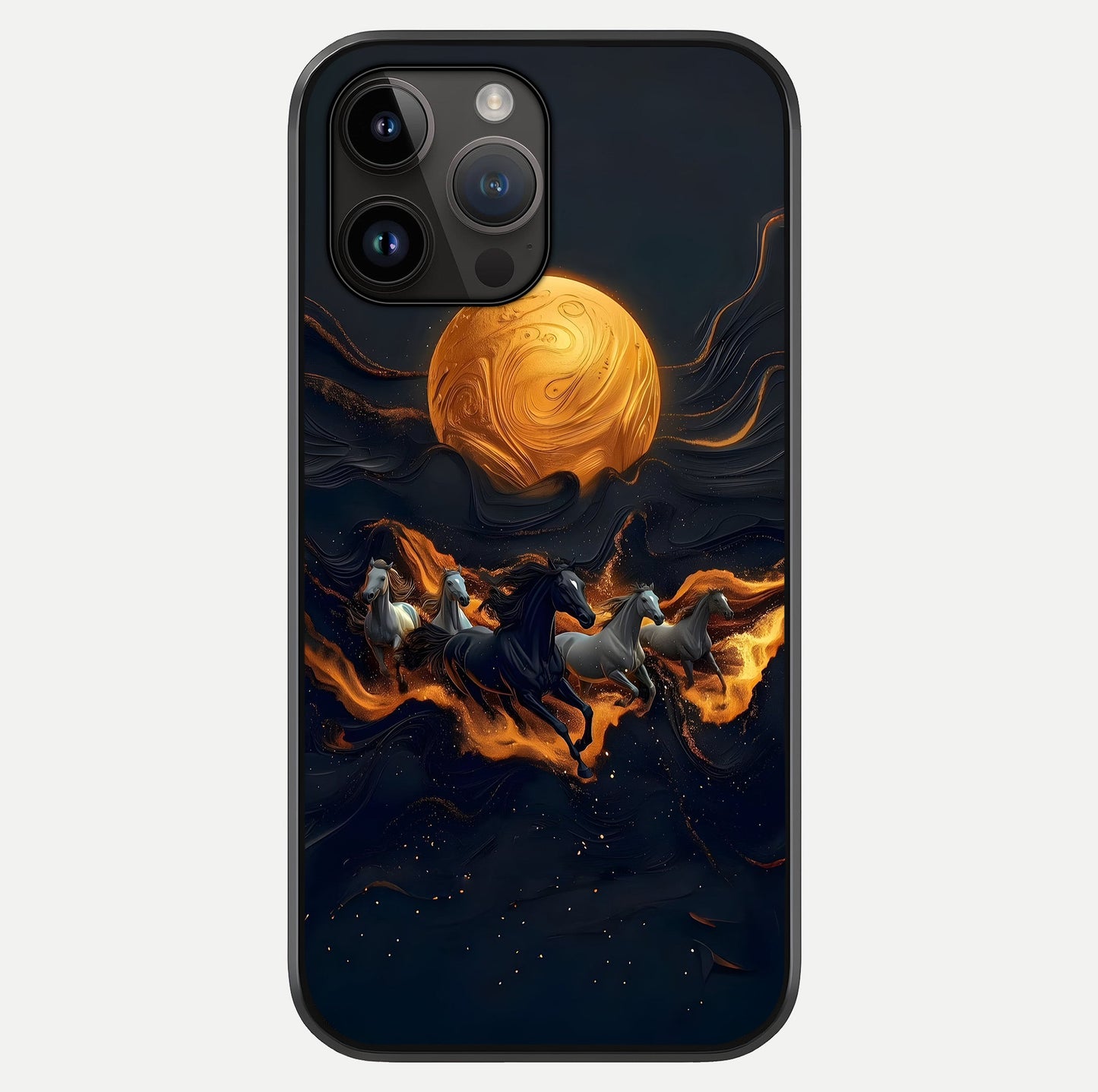Golden Stallion Moonride Glass Case showing full back design in clean flat view with glossy glass finish.