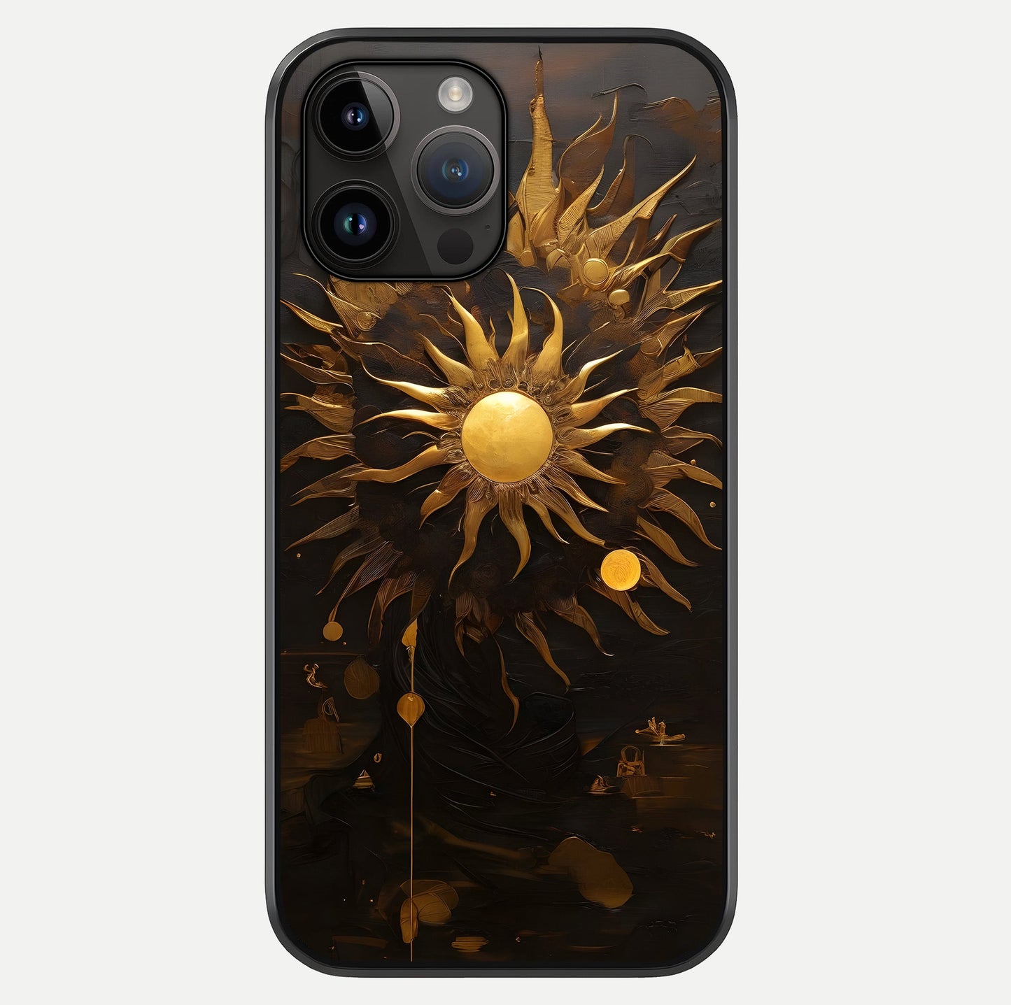 Golden Sun Majesty Glass Case showing full back design in clean flat view with glossy glass finish.