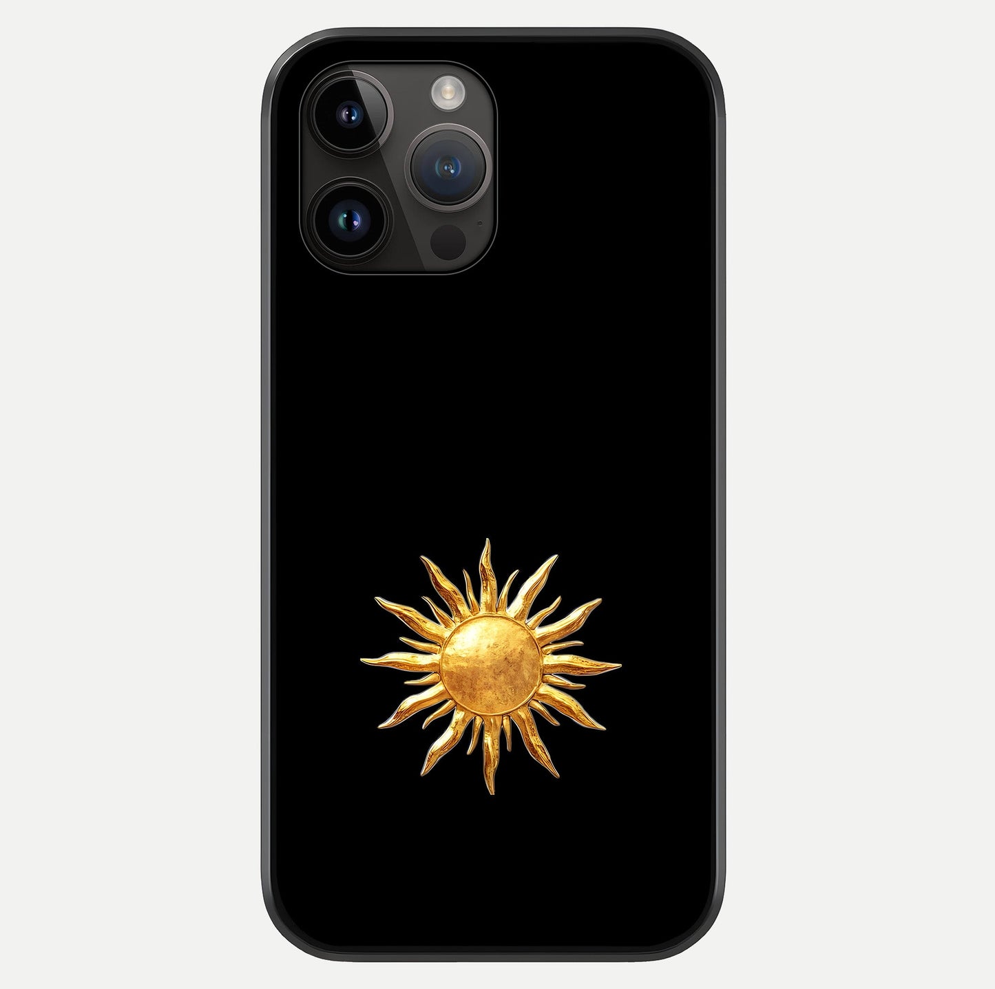 Golden Sun Minimalism Glass Case showing full back design in clean flat view with glossy glass finish.