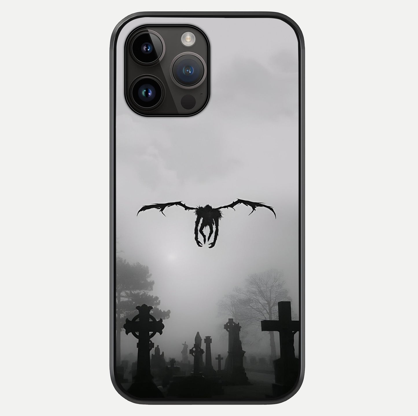 Graveyard Shadow Descent Glass Case showing full back design in clean flat view with glossy glass finish.