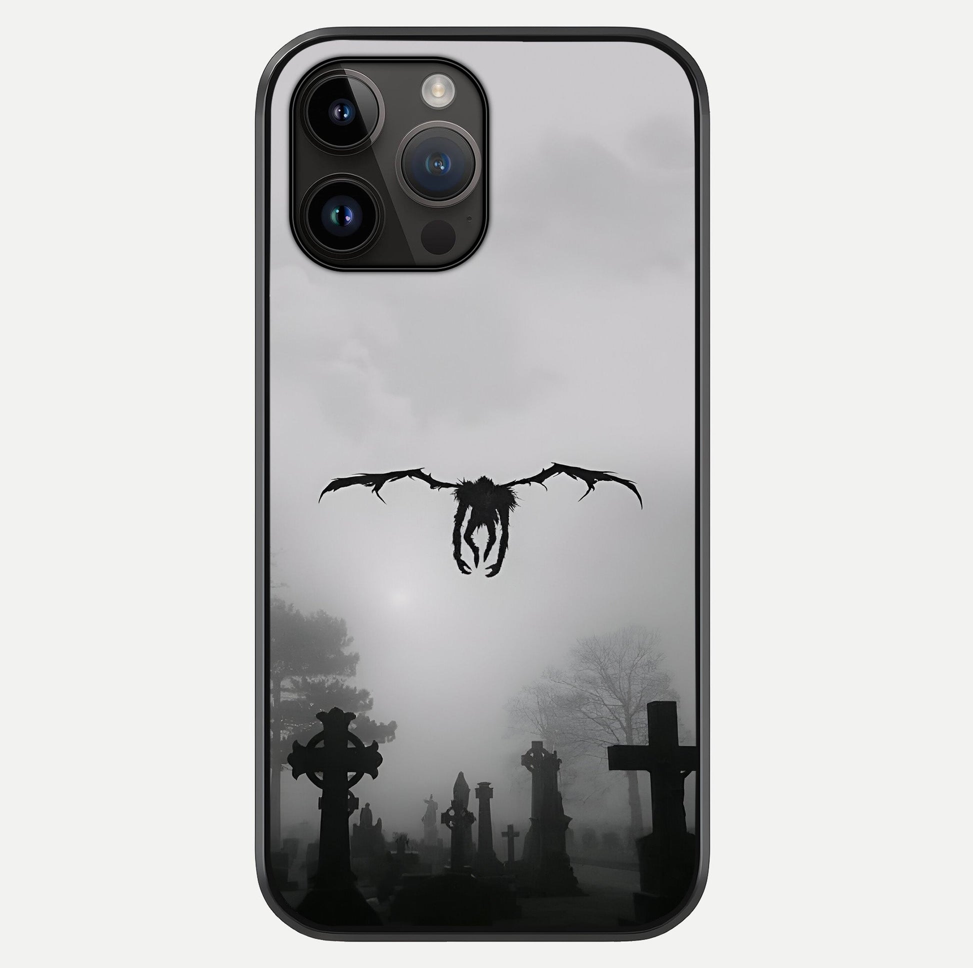 Graveyard Shadow Descent Glass Case showing full back design in clean flat view with glossy glass finish.