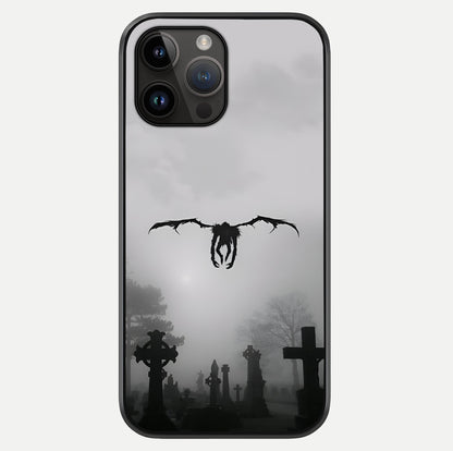 Graveyard Shadow Descent Glass Case showing full back design in clean flat view with glossy glass finish.